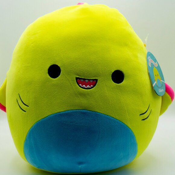 12" Gilberto the Pink tip Yellow Shark Squishmallows Plush Toy BNWT - Picture 1 of 5